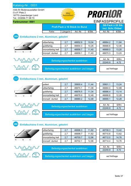 Profilor Schienen und Profile - allfloors