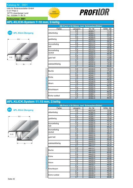 Profilor Schienen und Profile - allfloors