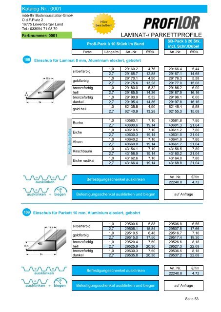 Profilor Schienen und Profile - allfloors