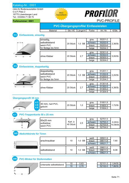 Profilor Schienen und Profile - allfloors