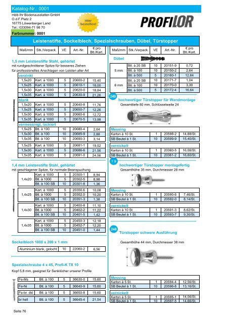 Profilor Schienen und Profile - allfloors