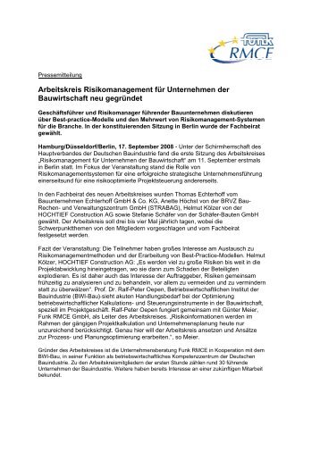 Arbeitskreis Risikomanagement für Unternehmen der ... - Funk Gruppe