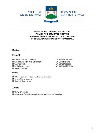 minutes of the public security advisory committee meeting held on ...