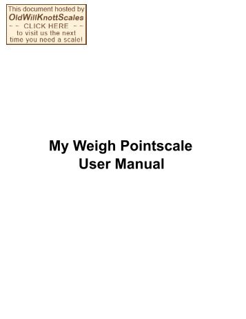 My Weigh Pointscale User Manual - Scale Manuals