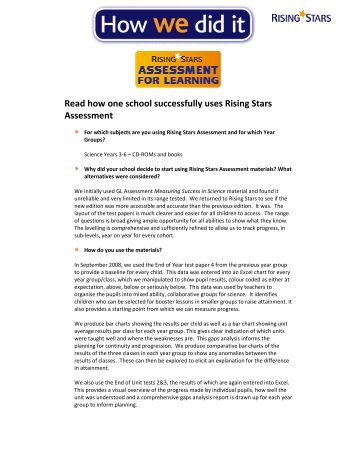 Read how one school successfully uses Rising Stars Assessment