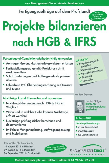 Projekte bilanzieren nach HGB und IFRS - Management Circle AG
