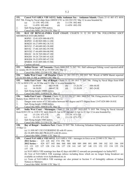 INDIAN NOTICES TO MARINERS - National Hydrographic Office