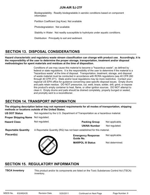 MSDS JUN Air SJ-27F - Wainbee Limited