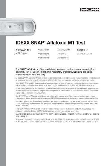 SNAP AFM1 Insert - IDEXX Laboratories