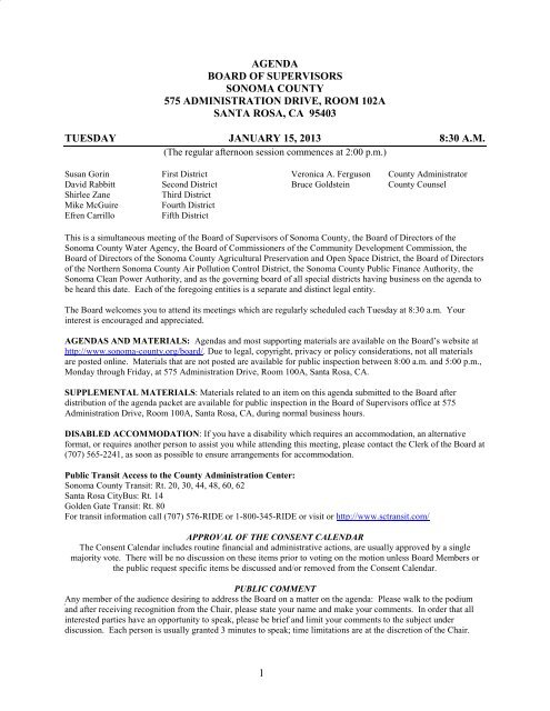 Complete Agenda Packet - Sonoma County Board of Supervisors ...