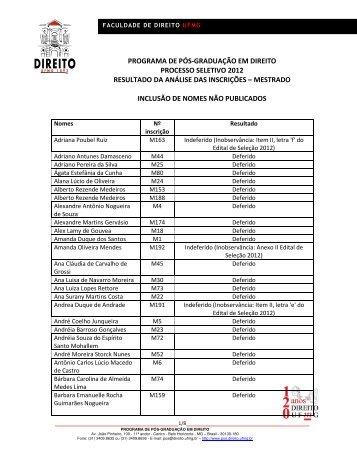 programa de pÃ³s-graduaÃ§Ã£o em direito processo seletivo 2012 ...