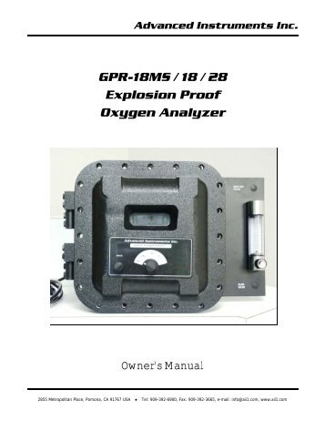 GPR-28 Explosion Proof Oxygen Analyzer. - Advanced Instruments ...