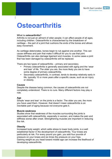 Osteoarthritis information leaflet