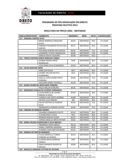 1 - Programa de PÃ³s-GraduaÃ§Ã£o - Faculdade de Direito da UFMG