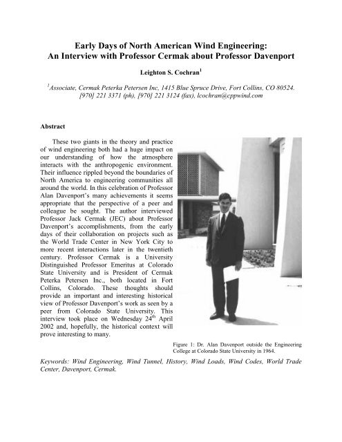 An Interview with Professor Cermak about Professor Davenport