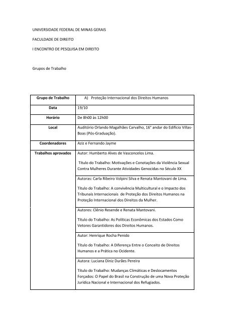 1 - Programa de PÃ³s-GraduaÃ§Ã£o - Faculdade de Direito da UFMG