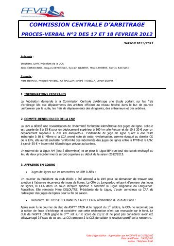 PV 2 - 17-18 février 2012 - Extranet FFVB