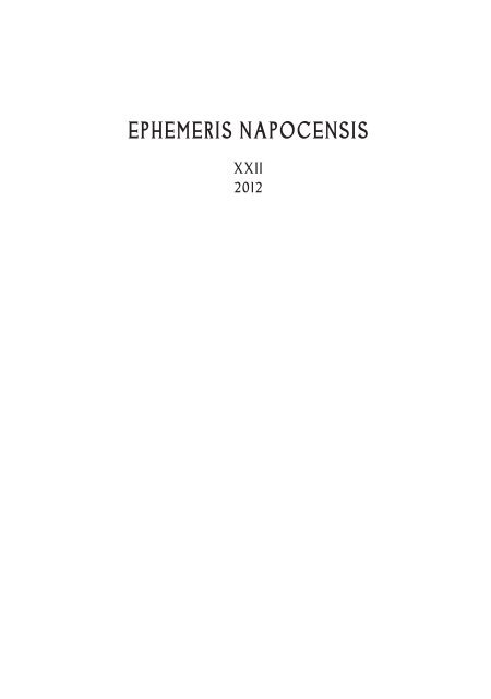 EPHEMERIS NAPOCENSIS - Institutul de Arheologie Åi Istoria Artei