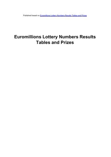 Euromillions Lottery Numbers Results Tables and Prizes