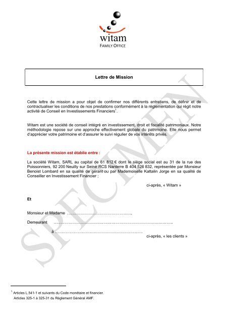 Lettre de Mission type - witam