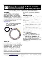 Vehicle Speed Sensor Tech Note - Daytona Sensors LLC