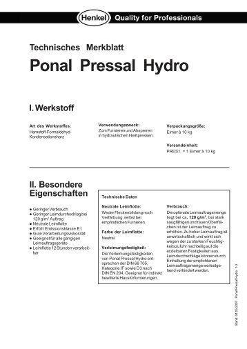 Ponal Pressal Hydro - Clou