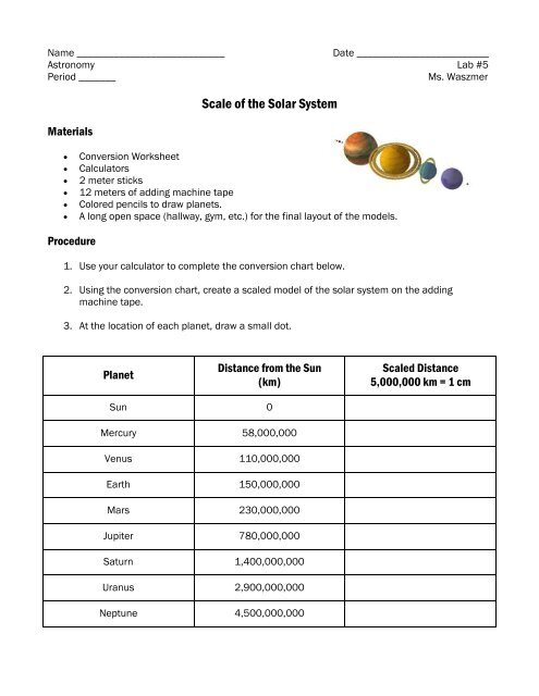 Lab #5 (Scale of the Solar System)