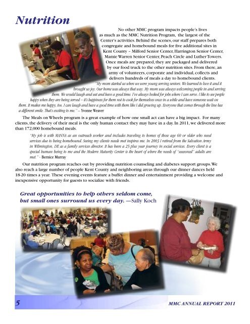 2011 Annual Report - Modern Maturity Center