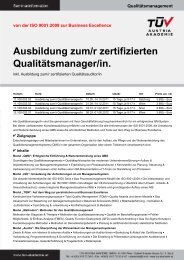 Ausbildung zum/r zertifizierten QualitÃ¤tsmanager/in. - TÃV Austria ...