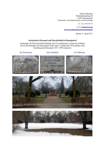 Sowjetisches Ehrenmal und Ehrenfriedhof in Hennigsdorf