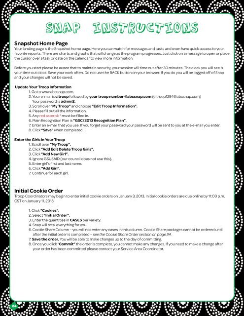 Troop Cookie Coordinator Guide 2013 - Girl Scouts of Central Illinois