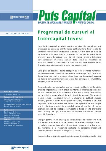 Programul de cursuri al Intercapital Invest - Kmarket.ro