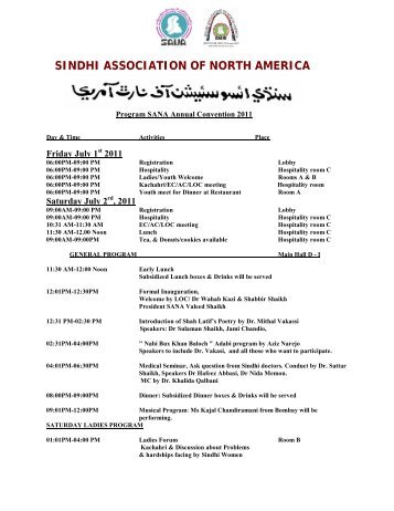 Program SANA Silver Jubilee 2009 - Sindhi Association of North ...