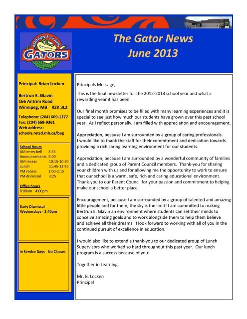 June 2013 Newsletter - Retsd.mb.ca