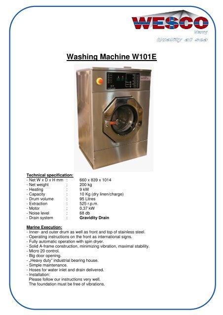 Washing Machine W101E WESCO Navy