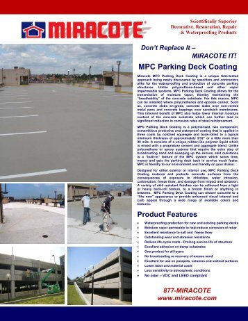 MPC Parking Deck Coating Brochure - Miracote