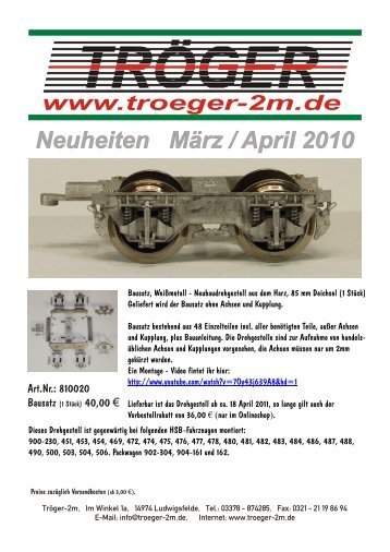 Neuheiten März / April 2010 www.troeger-2m.de - Tröger