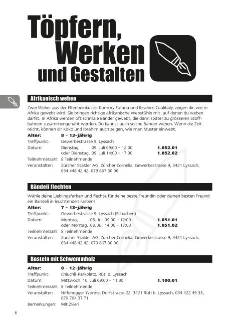 Gesamtes Programm - Burgdorfer Ferienpass