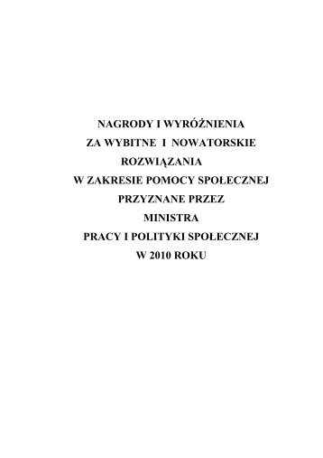 NAGRODY I WYRÃÅNIENIA ZA WYBITNE I NOWATORSKIE ...