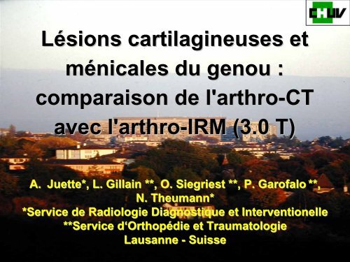 comparaison de l'arthro-CT avec l'arthro-IRM (3.0 T)