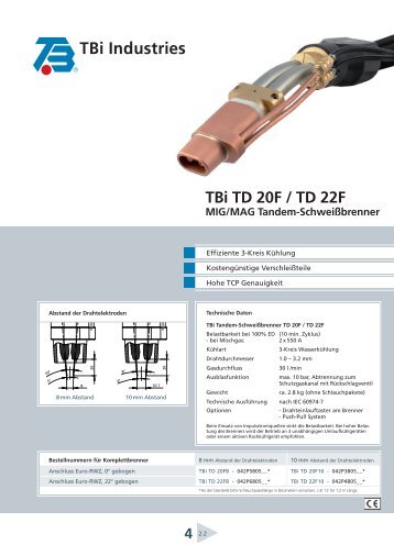 TBi TD 20F / TD 22F MIG/MAG Tandem ... - TBi Industries