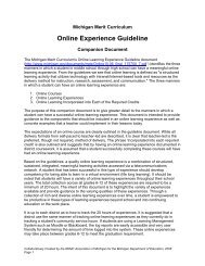 Michigan Merit Curriculum Online Experience ... - State of Michigan