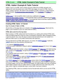 HTML  Example & Table Tutorial - HTML 5 Reference for ...
