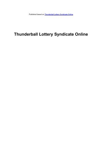 Thunderball Lottery Syndicate Online - Winning Lottery Numbers