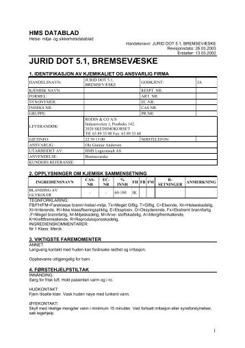 JURID DOT 5.1, BREMSEVÃƒÂ†SKE - Rodin & Co AS