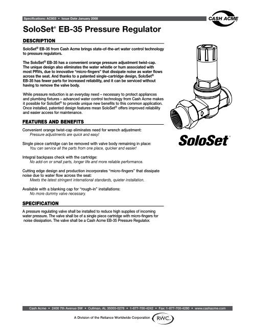 Soloseta Eb 35 Pressure Regulator Cash Acme