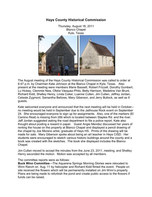 Blanco Chapel - Hays County Historical Commission