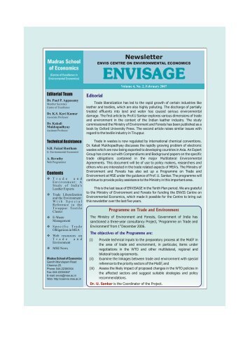 Envisage - News Letter-March - Madras School of Economics