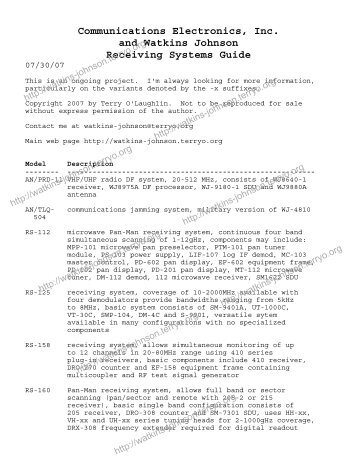 CEI/ WJ receiving systems guide - Watkins-Johnson