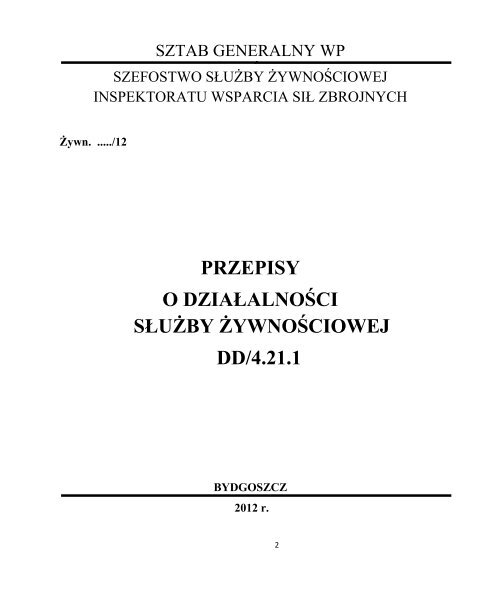 przepisy o dziaÅalnoÅci sÅuÅ¼by Å¼ywnoÅciowej dd/4.21.1 - Infor